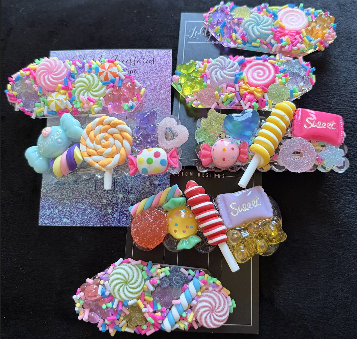 Candy charm resin hair clips by Liddy Mai Accessories